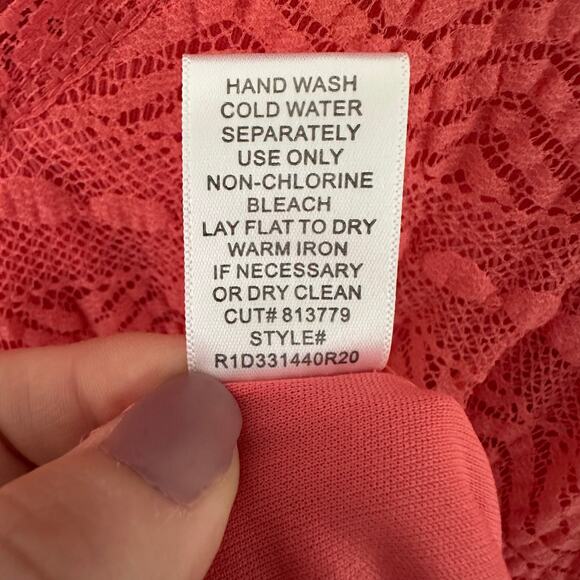 Rabbit Rabbit Rabbit Midi Dress Size 10 Coral Lace Overlay Romantic Babydoll NEW - Picture 14 of 14